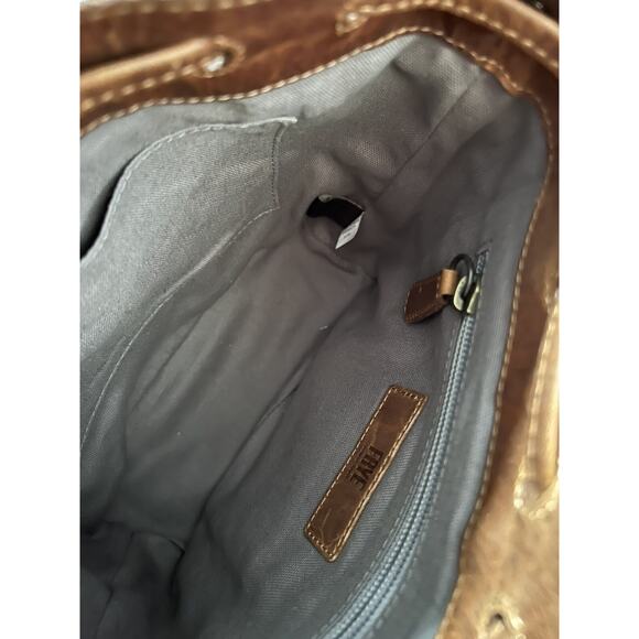 Frye Leather Melissa Drawstring Bucket Bag Cognac color B000498 - Picture 6 of 7